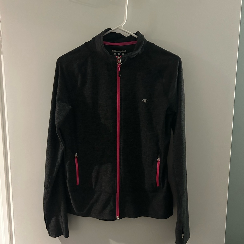 Champion Dark Gray Jacket with Pink Accents